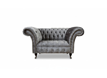 Fauteuil Chesterfield Design Canapé Chesterfield en Tissu Argent