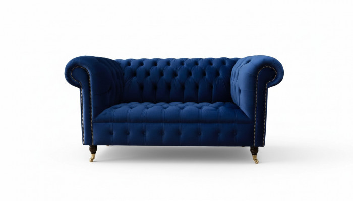 Chesterfield Mobilier de bureau Sièges Canapé Canapé 2 places Textile Bleu