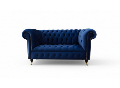 Chesterfield Mobilier de bureau Sièges Canapé Canapé 2 places Textile Bleu