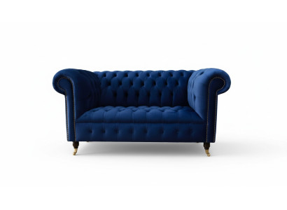 Chesterfield Mobilier de bureau Sièges Canapé Canapé 2 places Textile Bleu
