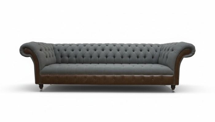 Canapé en tissu de luxe Chesterfield en anglais 4 places. Tissu de conception de rembourrage de canapé de canapé.