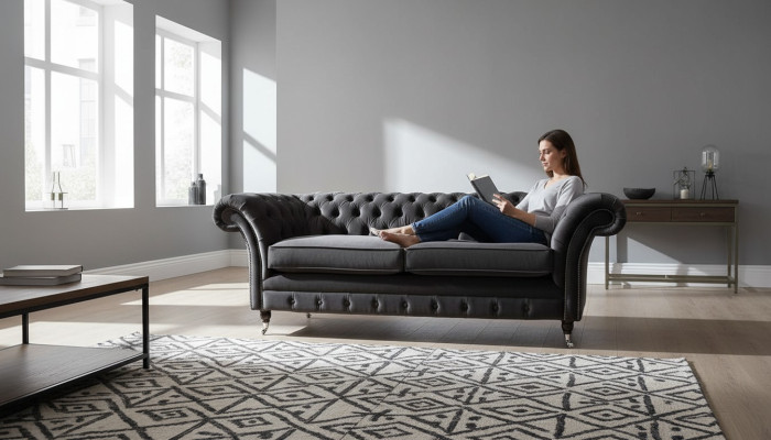Canapé 3 places Salon Luxe Rembourrage Designer Meubles Chesterfield neuf
