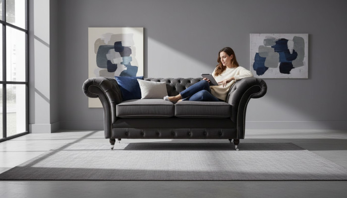 Canapé en textile Chesterfield 2 places Design Luxe en tissu Sofas en tissu