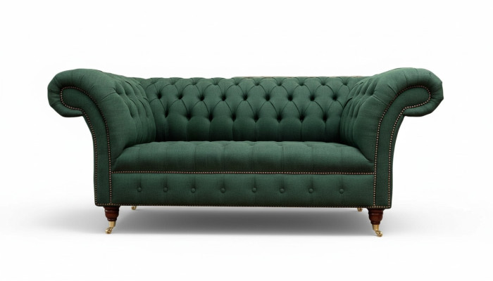 Canapé Chesterfield 2 places Canapés rembourrés Vert Tissus de luxe Textile