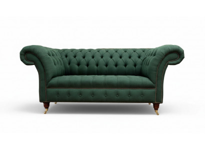 Canapé Chesterfield 2 places Canapés rembourrés Vert Tissus de luxe Textile