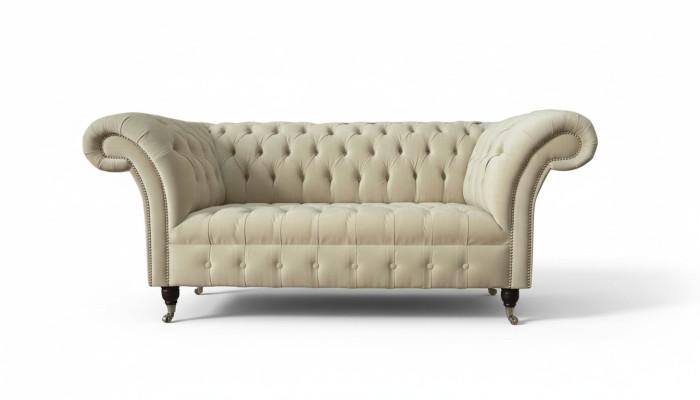 Canapé 2 places en tissu textile de luxe Chesterfield nouveau