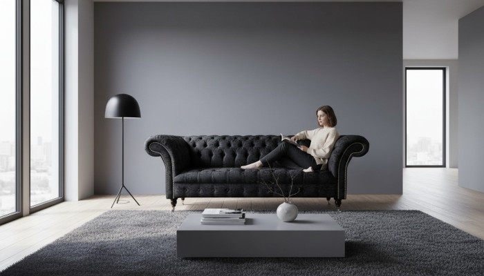 Canapé Luxe Tissu Chesterfield Canapés Rembourrage Deux places