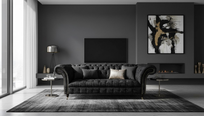 Canapé Luxe Tissu Chesterfield Canapés Rembourrage Deux places