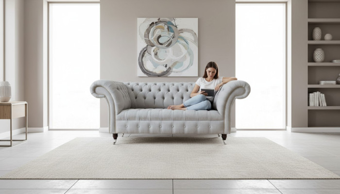Chesterfield de luxe canapé 2 places en tissu d'ameublement Tissu Canapés neufs