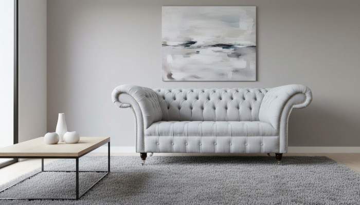 Chesterfield de luxe canapé 2 places en tissu d'ameublement Tissu Canapés neufs