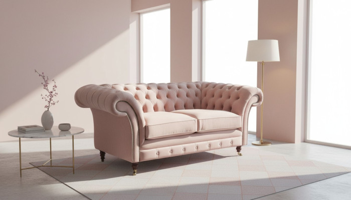 Canapé 2 places Canapé Tissu Chesterfield Salon Design Nouveau