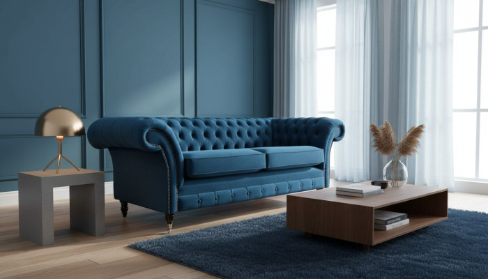 Canapé design 3 places Canapé Rembourrage Tissu de luxe Canapés Chesterfield neuf