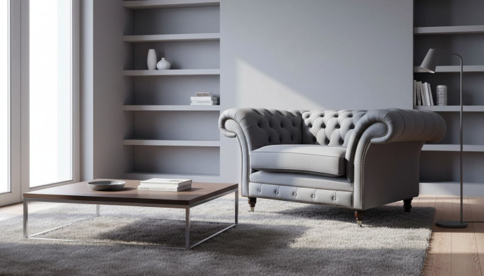Conception Chesterfield Tissu Canapé Fauteuil 1 Place Canapés Rembourrage Salon neuf