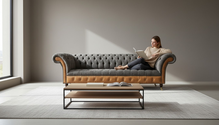 Canapé 4 places Chesterfield Luxe Grand Canapé Rembourrage 300cm Design