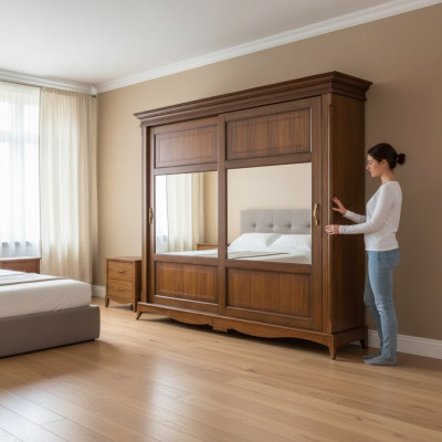 Meubles de chambre Armoire avec miroir Bois massif Design Italie