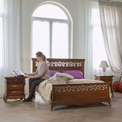 Lit 2x Tables de chevet 3 pcs. Set de chambre à coucher Design Lits de luxe modernes