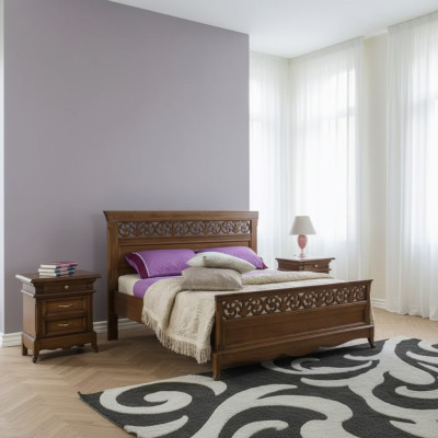 Lit 2x Tables de chevet 3 pcs. Set de chambre à coucher Design Lits de luxe modernes