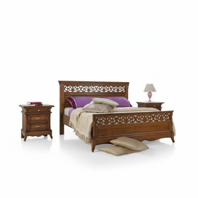 Lit 2x Tables de chevet 3 pcs. Set de chambre à coucher Design Lits de luxe modernes