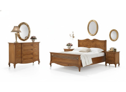 Lit 2x Tables de chevet Commode 5 pièces. Ensemble Chambre Mobilier Italien