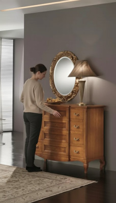 Chambre Commode avec Miroir Ensemble de meubles moderne de luxe 2 pièces en bois neuf
