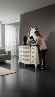 Bois design de meubles italiens Style de meubles Commode en deux parties avec miroir nouveau