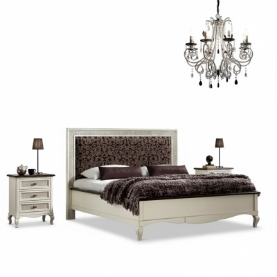 Conception Chambre 3 pièces. Lit 2x Table de chevet Ensemble de lits de luxe Mobilier neuf