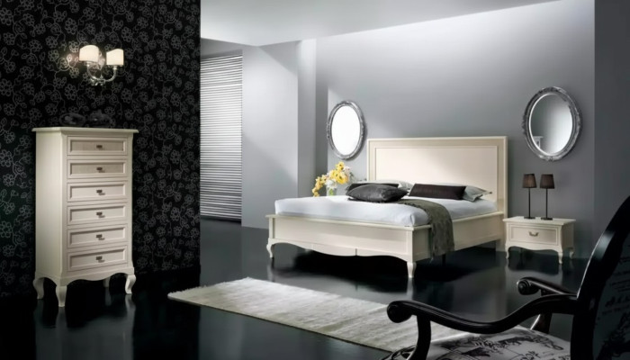 Lit 2x Tables de chevet 4 pcs. Ensemble de meubles de chambre Commode Luxe neuf