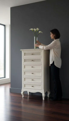 Commode en bois Style italien Meubles de luxe Blanc Commodes Buffet neuf