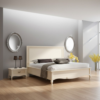 Lit 2x Tables de chevet 3 pcs. Ensemble de chambre à coucher Mobilier Lits de lux moderne