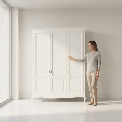 Armoire Chambre Bois Design Classique Mobilier Blanc Armoires