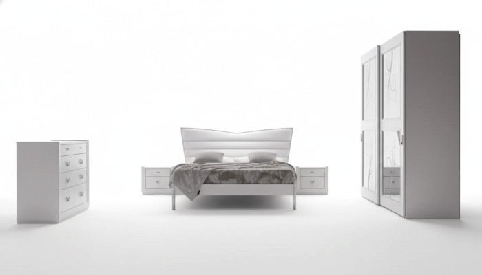Mobilier de chambre de luxe Lit 2x Tables de chevet Ensemble Commode Mobilier 6 pièces nouveau