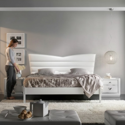 Meubles de design Lit 2x Tables de chevet 3 pièces Ensemble de chambre à coucher Lits de luxe neufs