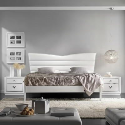 Meubles de design Lit 2x Tables de chevet 3 pièces Ensemble de chambre à coucher Lits de luxe neufs