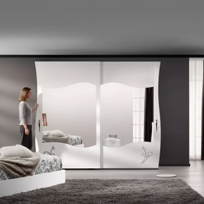 Armoire en bois massif moderne pour chambre - Armoire blanche neuve