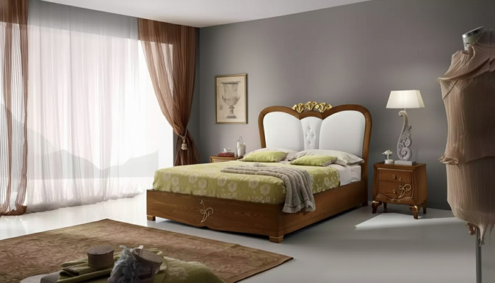 Ensemble de chambre à coucher Lit + 2x Tables de chevet Lits Meubles italiens 3 pièces.