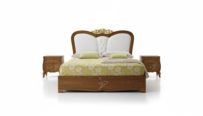 Ensemble de chambre à coucher Lit + 2x Tables de chevet Lits Meubles italiens 3 pièces.