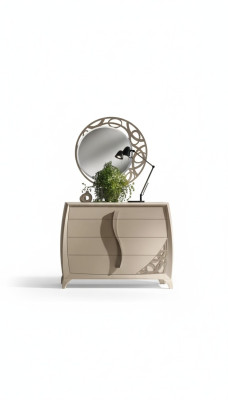 Ensemble Commode Miroir Designer Console de luxe Coiffeuses Meubles Bois Beige