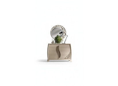 Ensemble Commode Miroir Designer Console de luxe Coiffeuses Meubles Bois Beige