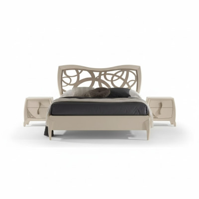 Lit 2x Tables de chevet 3 pièces. Design de chambre à coucher Mobilier de luxe