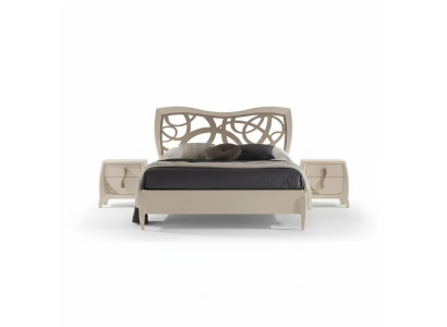 Lit 2x Tables de chevet 3 pièces. Design de chambre à coucher Mobilier de luxe