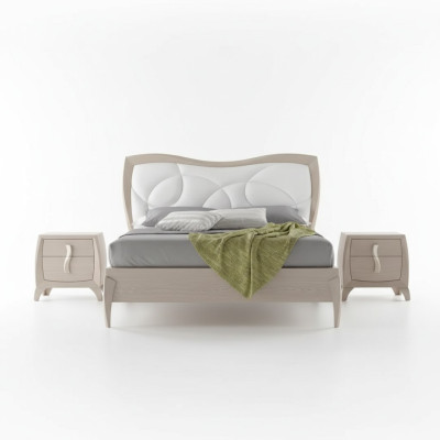 Design de lit 2x Tables de chevet 3 pcs. Chambre Luxe Ensemble Complet