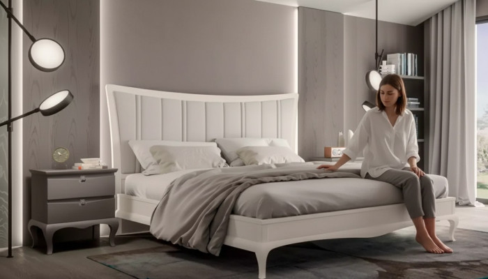 Conception chambre 3 pcs. Lit 2x Tables de chevet Mobilier de lits de luxe modernes
