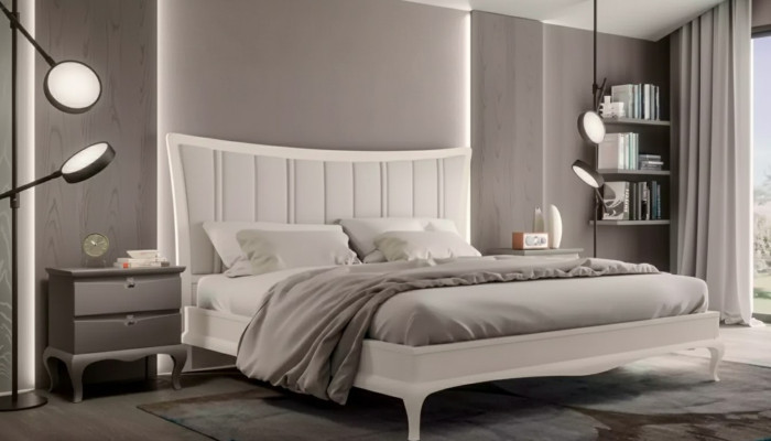Conception chambre 3 pcs. Lit 2x Tables de chevet Mobilier de lits de luxe modernes