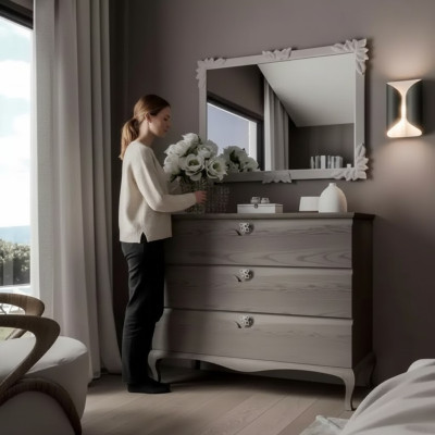 Commode Miroir Armoire Commode de luxe Étagères Console Ensemble de meubles 2pcs.