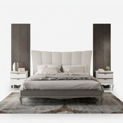 Ensemble de lit complet 2x tables de chevet 3 pcs. Ensembles de chambre à coucher Lits de luxe