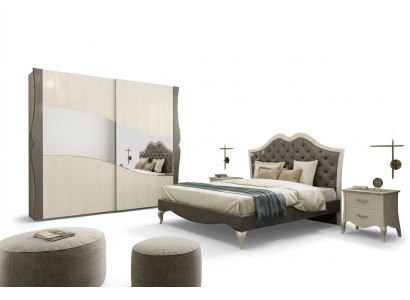 Design Lits Chambre Lit 2x Tables de chevet Mobilier moderne de luxe 3 pièces