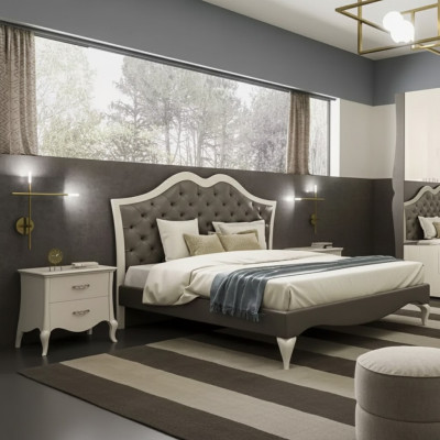 Lit Chambre Ensemble Lit 2x Table de chevet Mobilier moderne italien 3 pièces