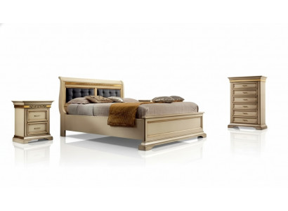 Conception de chambre à coucher complète Lit de luxe moderne 2x Tables de chevet Commode