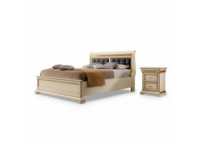 Lit 2x Tables de chevet 3 pièces. Ensemble de chambre de luxe design complet