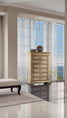 Conception de chambre, commode avec tiroirs, design de meubles italiens